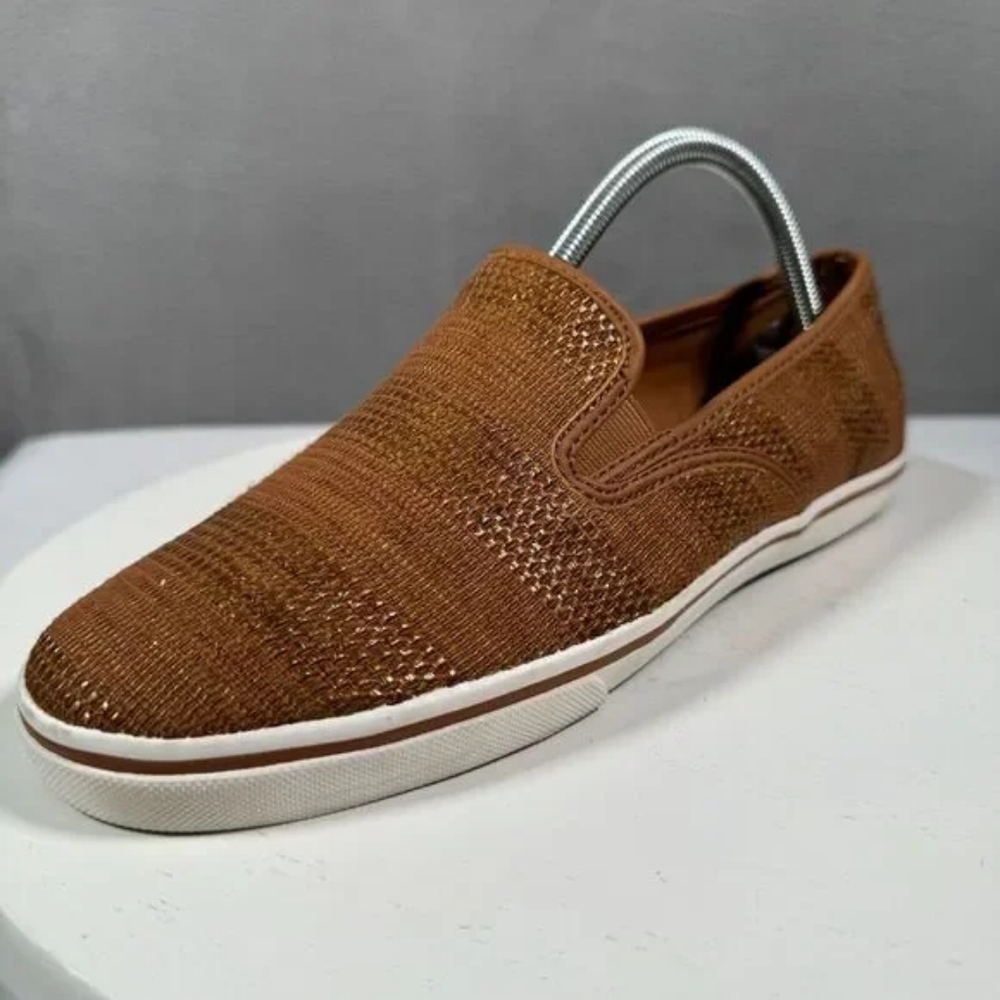 Lauren Ralph Lauren Janis Brown Slip On Sneaker Womens 9B Brown Woven Straw Look